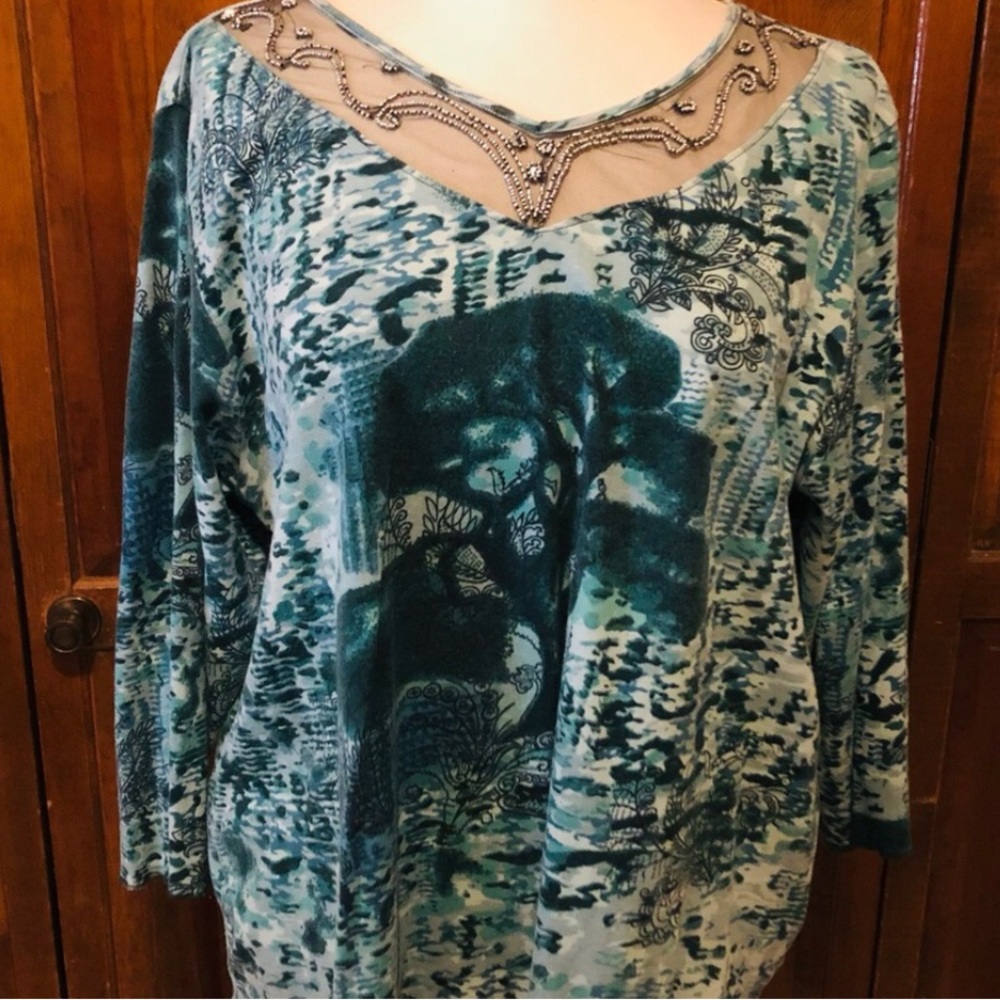 Havana Jack’s Cafe Woman Beaded T-Shirt, Size 1X